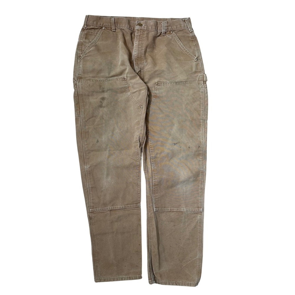 Vintage Carhartt B01 BRN Double Knee Faded Work Pants Brown Duck Dungarees 38x34